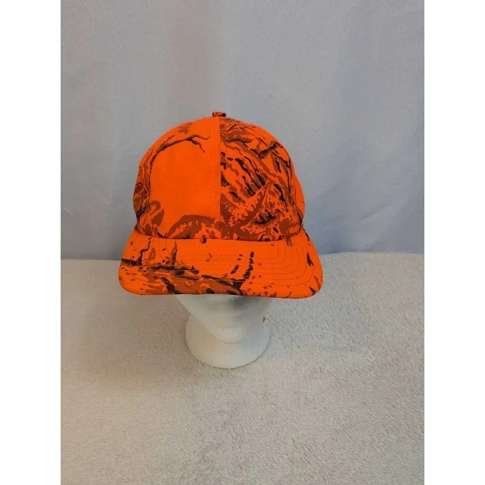 Orange Camo Hunting Baseball Cap One Size Fits All Made in USA‎